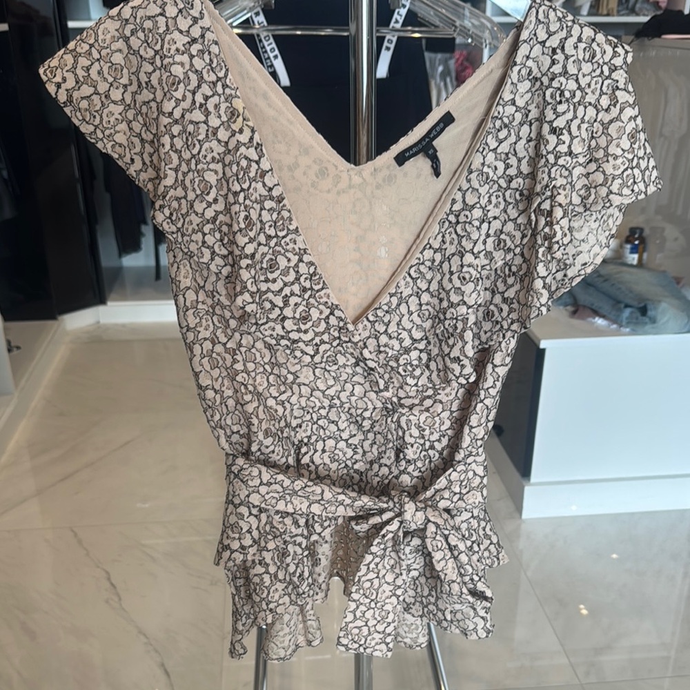 Marissa Webb Cream Wrap Tie Front Blouse